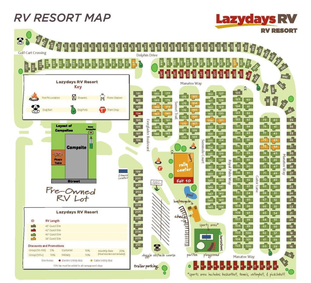Lazydays RV Resort Map