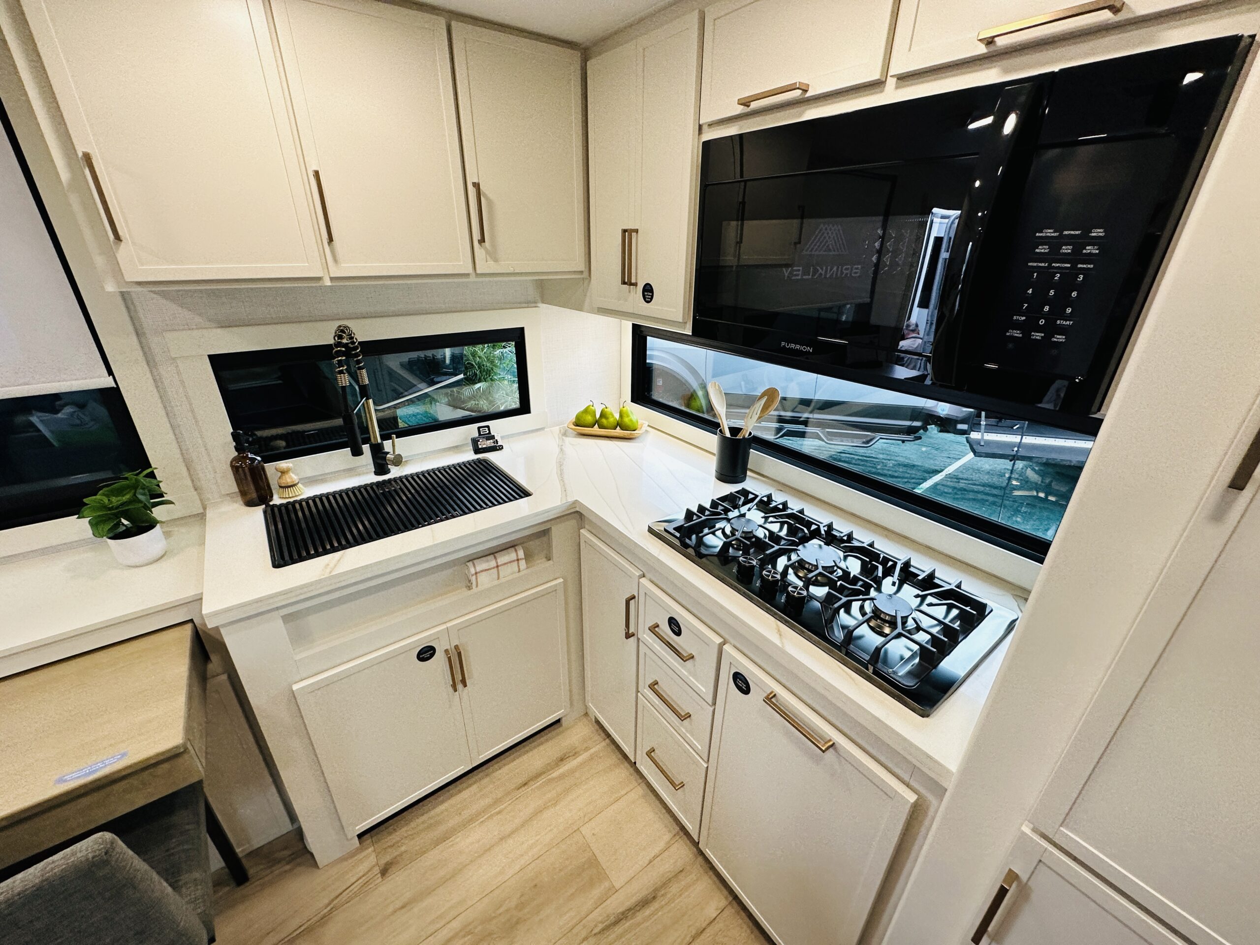 Kitchen interior of a Brinkley Model I travel trailer